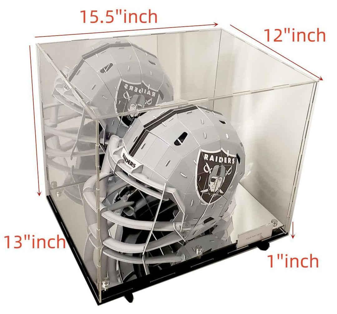 dimensions of a football helmet Football Helmet Acrylic Display Case with Wall Mount Box Mirror 2 Leve –  BH21 Enterprise